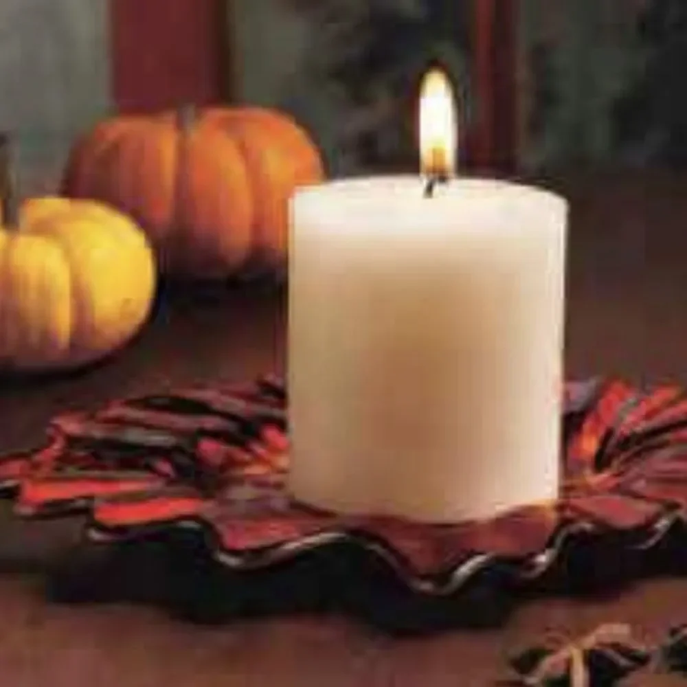 🩵Partylite Red & Gold Indian Summer Pillar Candle Tray - Picture 2 of 10